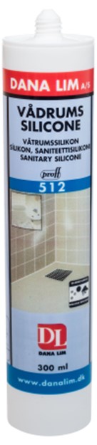 FUGEMASSE SILIKON ANTRASITGRÅ 300ml DANA 512 VÅTROMSSILIKON